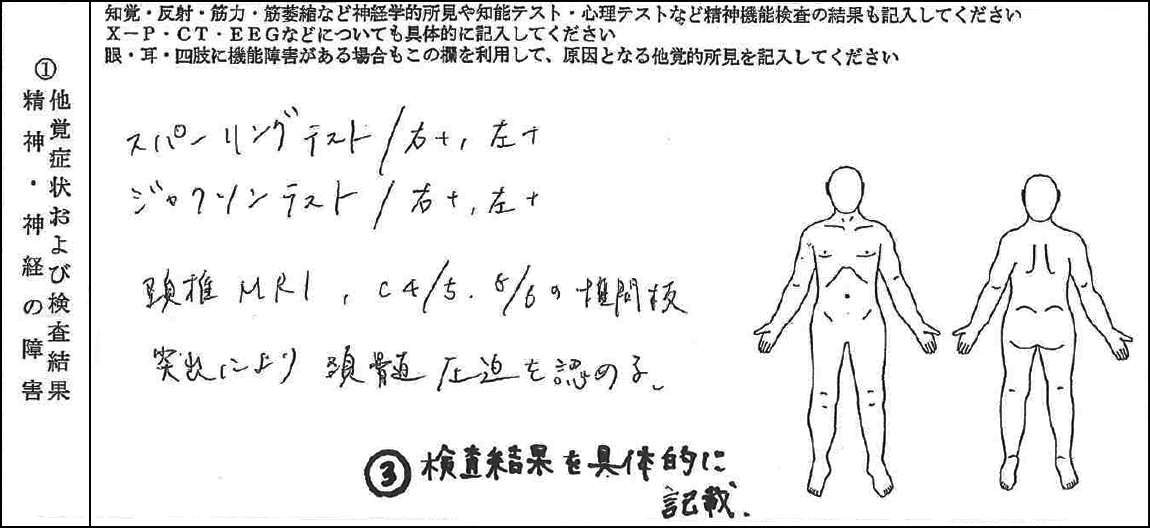 他覚所見の欄
